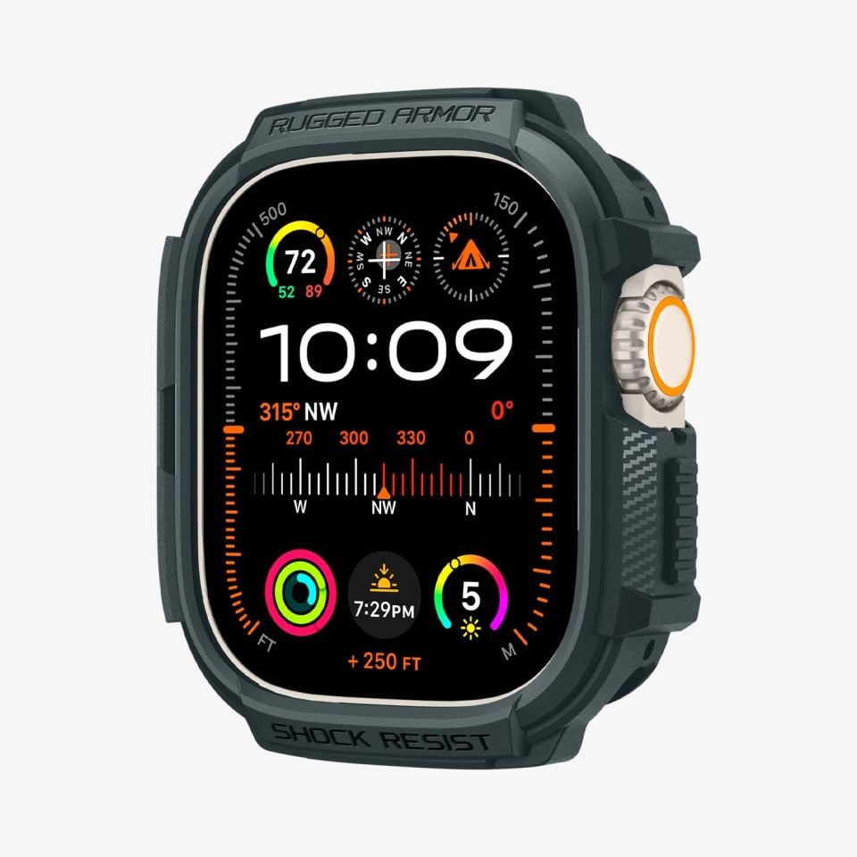 Spigen Apple Watch 49mm (Ultra 2/1) Kılıf Rugged Armor Abyss Green
