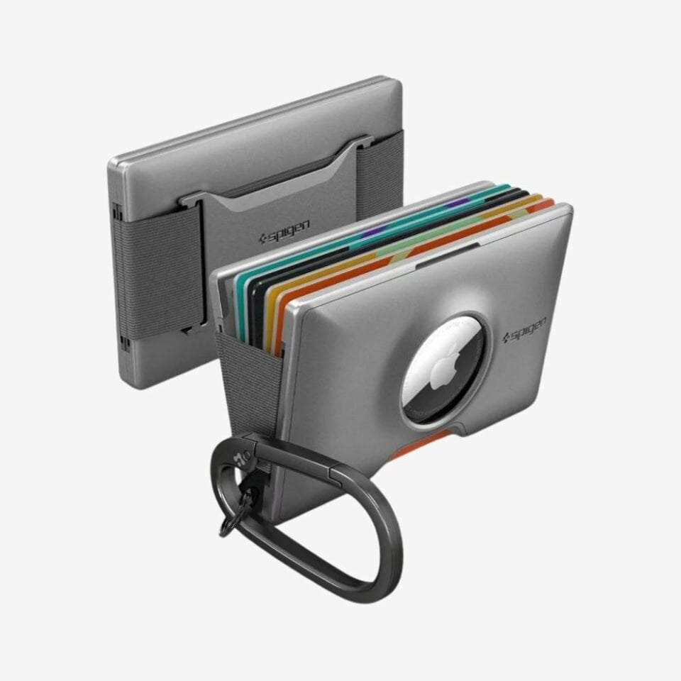 Spigen AirTag Özellikli Kartlık Cüzdan S / Anahtarlık Gunmetal - AHP04276 Gunmetal