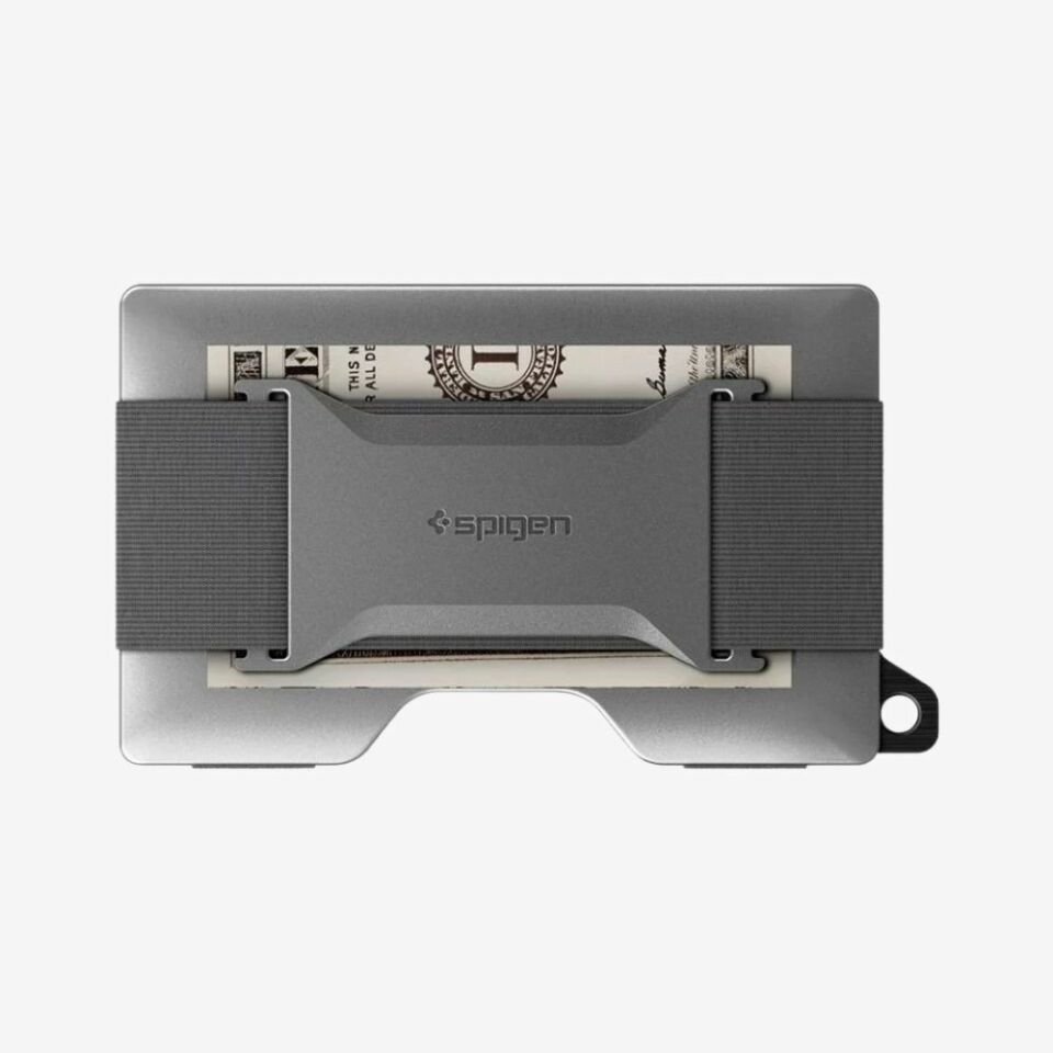 Spigen AirTag Özellikli Kartlık Cüzdan S / Anahtarlık Gunmetal - AHP04276 Gunmetal