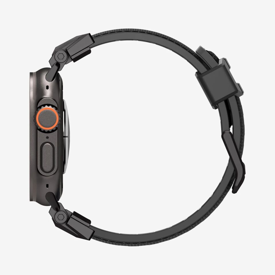 Spigen Apple Watch 49mm Ultra 2/1 - 46mm Seri 10 - 45mm Seri 9/8/7 - 44mm Seri SE/6/5/4 Kordon Kayış Band DuraPro Armor Black Edition