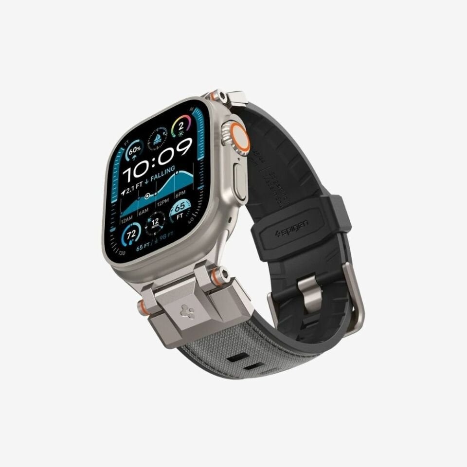 Spigen Apple Watch 49mm Ultra 2/1 - 46mm Seri 10 - 45mm Seri 9/8/7 - 44mm Seri SE/6/5/4 Kordon Kayış Band DuraPro Armor Gray