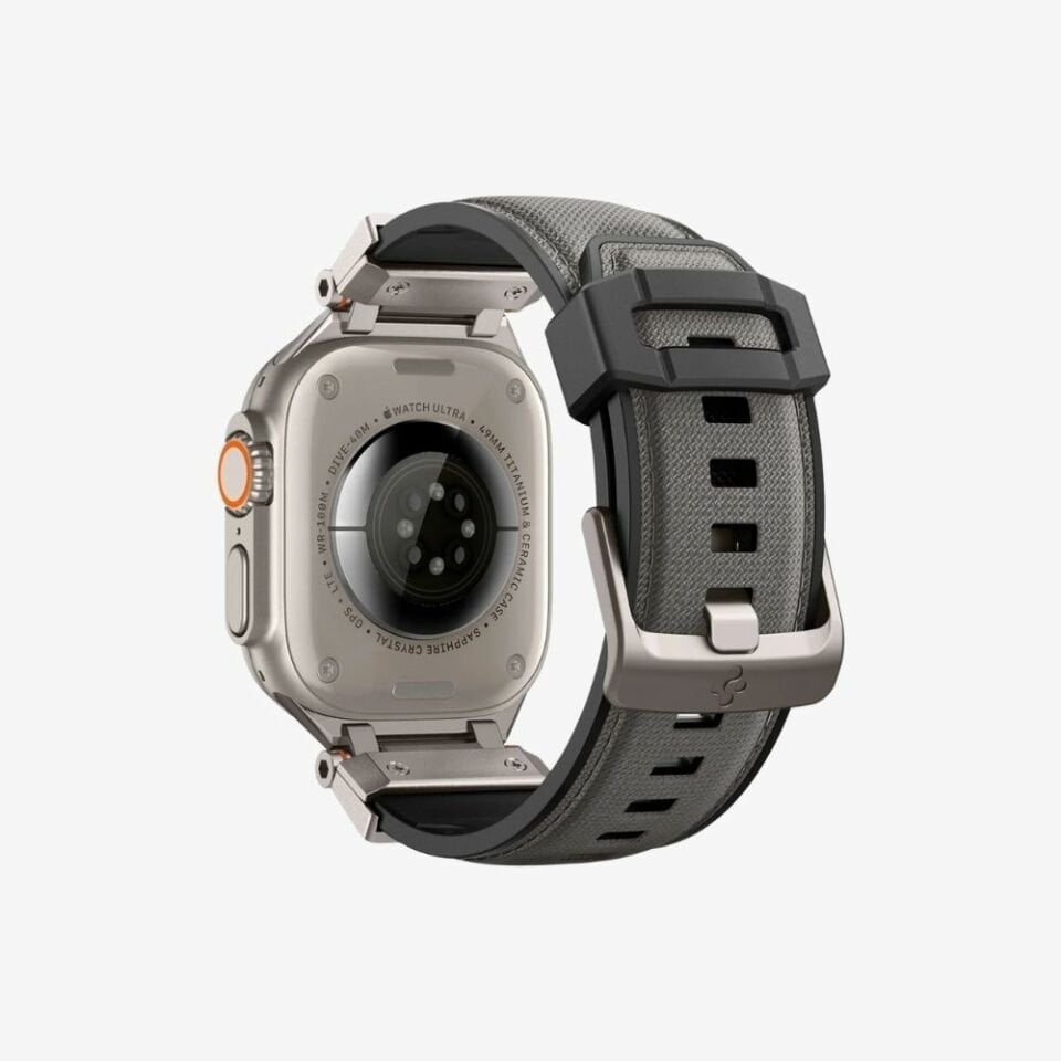 Spigen Apple Watch 49mm Ultra 2/1 - 46mm Seri 10 - 45mm Seri 9/8/7 - 44mm Seri SE/6/5/4 Kordon Kayış Band DuraPro Armor Gray