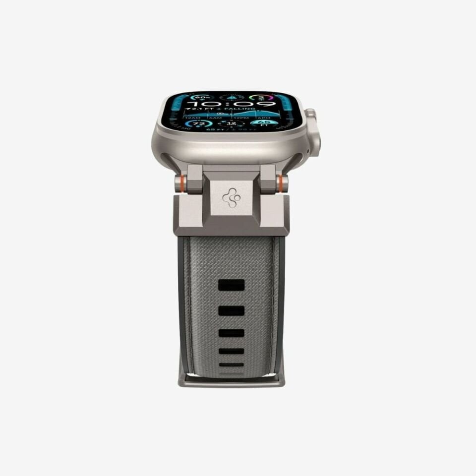 Spigen Apple Watch 49mm Ultra 2/1 - 46mm Seri 10 - 45mm Seri 9/8/7 - 44mm Seri SE/6/5/4 Kordon Kayış Band DuraPro Armor Gray