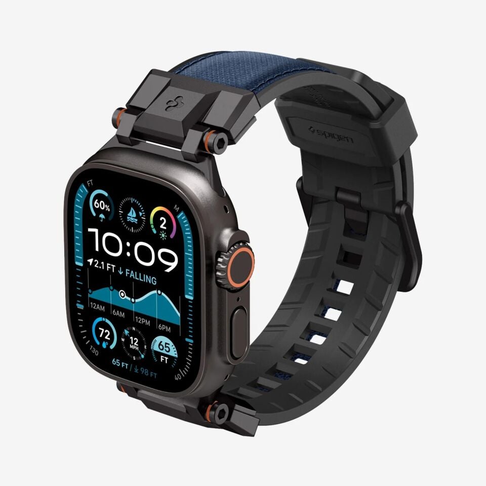 Spigen Apple Watch 49mm Ultra 2/1 - 46mm Seri 10 - 45mm Seri 9/8/7 - 44mm Seri SE/6/5/4 Kordon Kayış Band DuraPro Armor Navy Blue