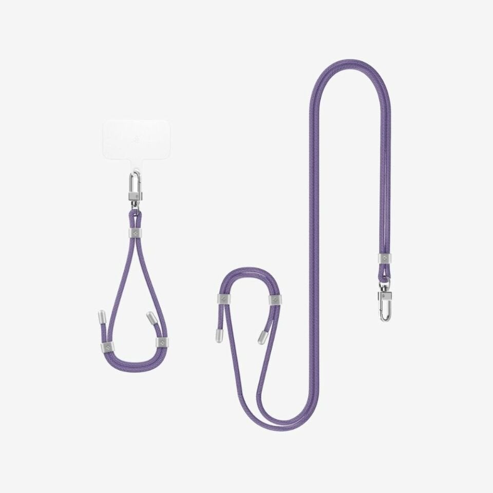 Spigen Cross Body Strap v2 Set Boyun Askı ipi + Wrist Strap El Askı ipi + ConTag Tutucu Aparat (Tüm Cihazlarla Uyumlu) Deep Purple