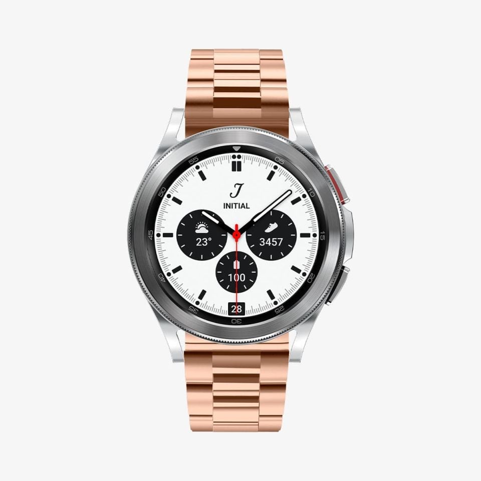 Spigen Samsung Galaxy Watch Serisi (40mm / 41mm / 42mm / 43mm / 44mm / 45mm / 46mm / 47mm) Kayış Kordon, Spigen Band Modern Fit (20mm) Rose Gold