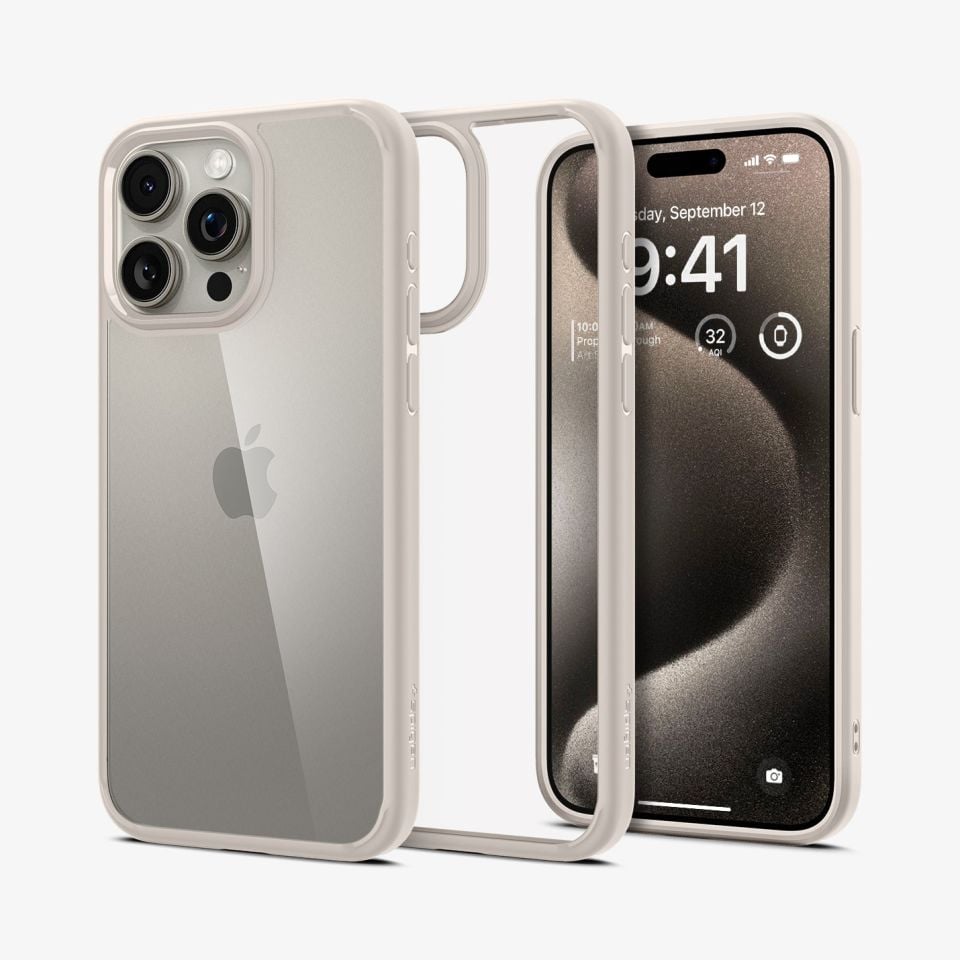 iPhone 15 Pro Kılıf, Spigen Ultra Hybrid Natural Titanium