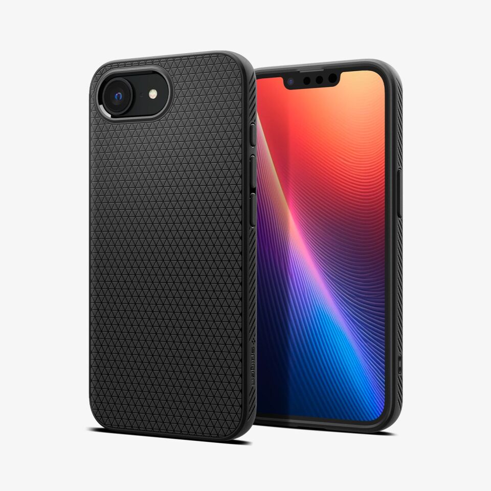 Spigen Apple iPhone 17e / 16e ile Uyumlu ince Kılıf Liquid Air Hava Kanalı Teknolojisi™ Askeri Sınıf Koruma Dokulu Yüzey Kapak Matte Black