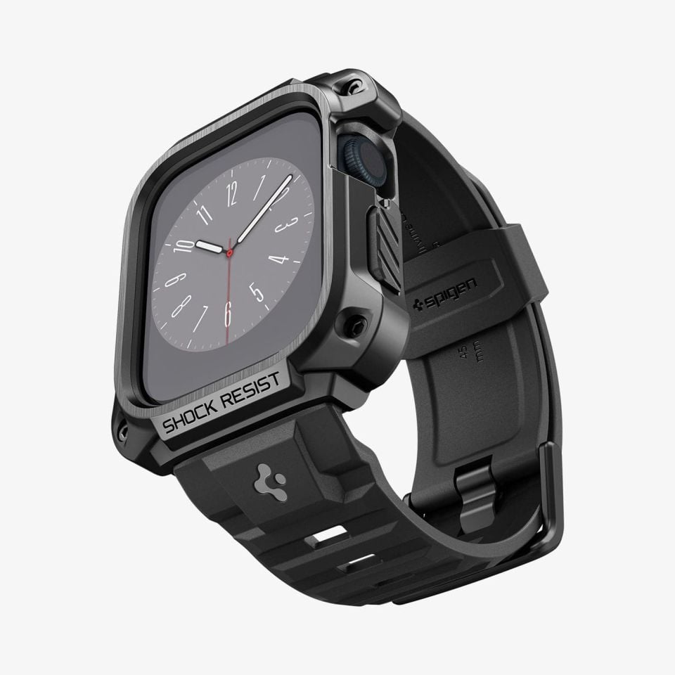 Apple Watch (45mm) Kılıf, Spigen Tough Armor Pro Metal Black