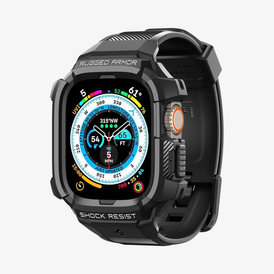 Spigen Apple Watch 49mm (Ultra 2/1) Kılıf & Kordon Kayış Rugged Armor Pro