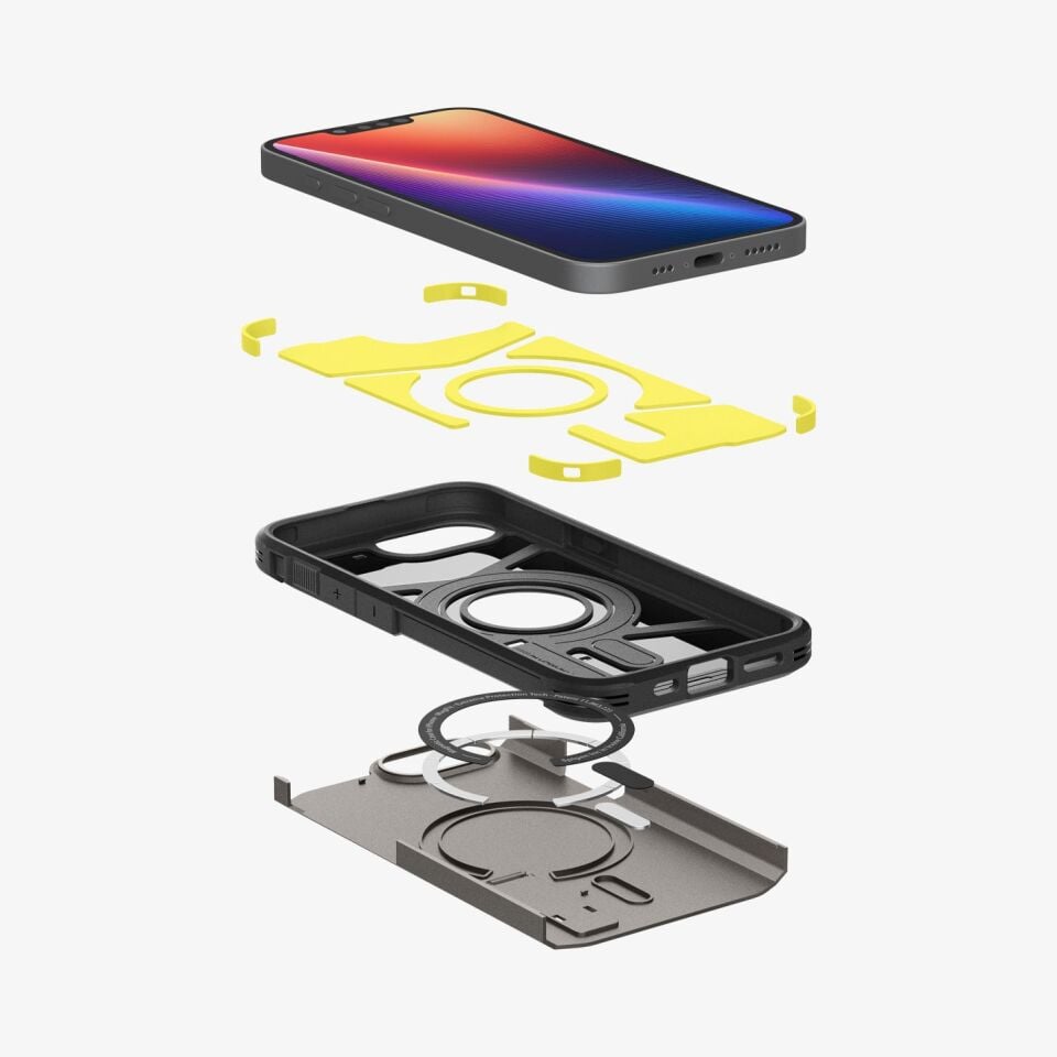 Spigen iPhone 16e Kılıf Tough Armor MagFit MagSafe özellikli Gunmetal