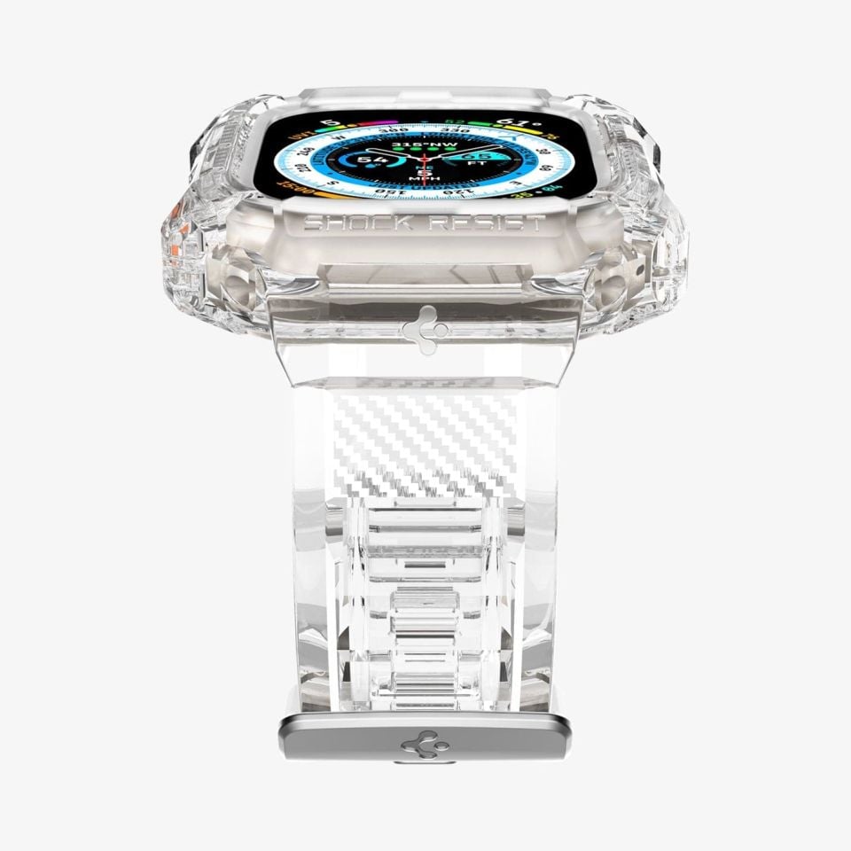 Spigen Apple Watch 49mm (Ultra 2/1) Kılıf & Kordon Kayış Rugged Armor Pro Crystal Clear