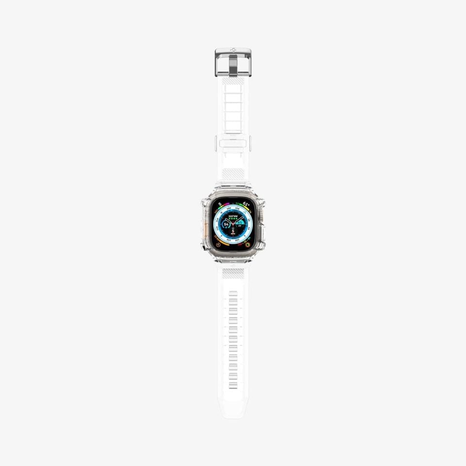 Spigen Apple Watch 49mm (Ultra 2/1) Kılıf & Kordon Kayış Rugged Armor Pro Crystal Clear