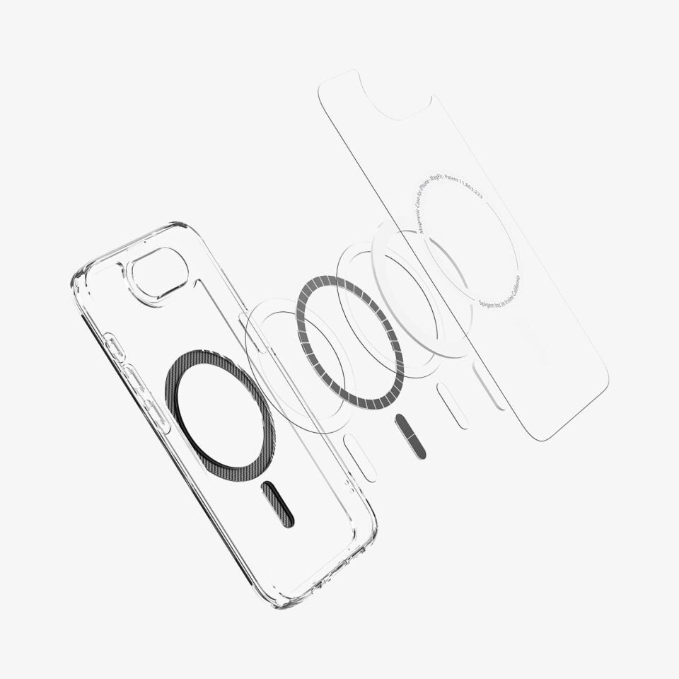 Spigen Apple iPhone 17e / 16e ile Uyumlu ince MagSafe Kılıf Ultra Hybrid Sararmaya Dayanıklı DuraClear™ Hava Kanalı Teknolojisi™ Askeri Sınıf Koruma MagFit Tasarım Kapak Clear Carbon Fiber