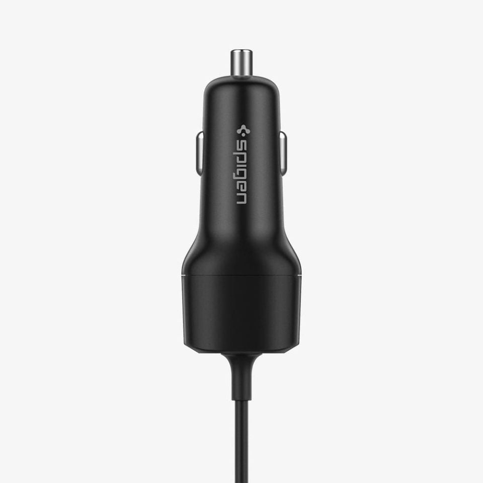 Spigen 47W USB-C 2 Port Araç içi Güç Adaptörü + Lightning Şarj Kablosu - Hızlı Şarj Aleti iPhone & iPad Type-C