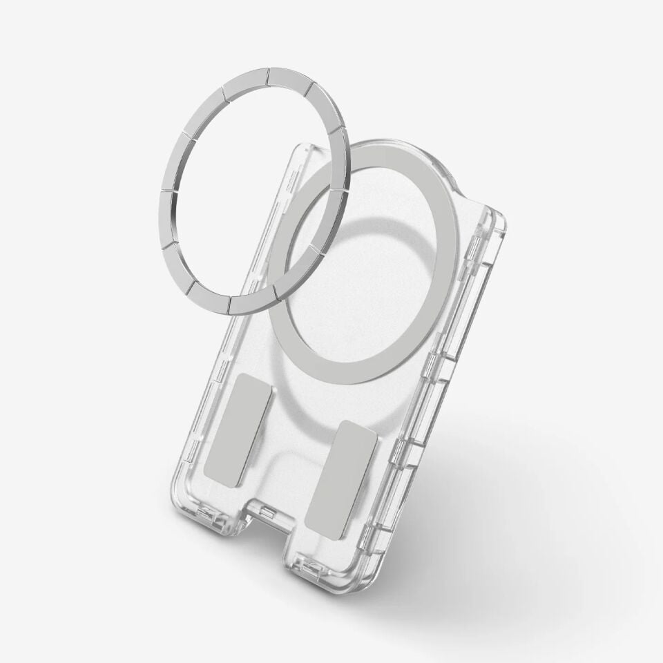 Spigen iPhone ve Samsung MagFit+ Kılıflar ile Uyumlu 3 Kartlı Manyetik Cüzdan Ultra Hybrid Crystal Clear