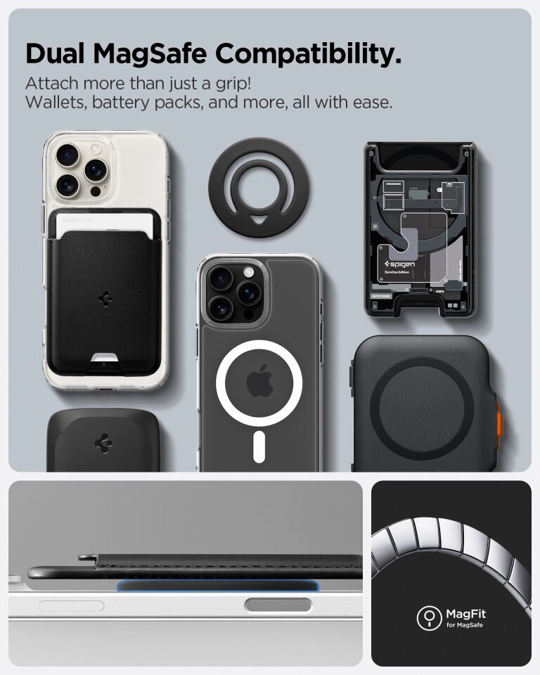 Spigen MagFit Dual Pop iPhone için Manyetik Telefon Tutucu MagSafe özellikli Ring Black
