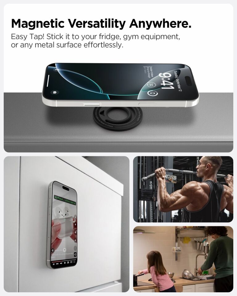 Spigen MagFit Dual Pop iPhone için Manyetik Telefon Tutucu MagSafe özellikli Ring Black