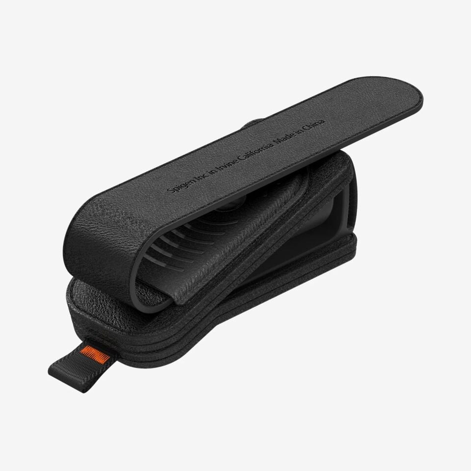 Spigen Premium Güneş Gözlüğü Tutucu Tüm Araçlar ile Uyumlu Manyetik Klipsli Velo Vegan Deri Black (2 Adet) Black