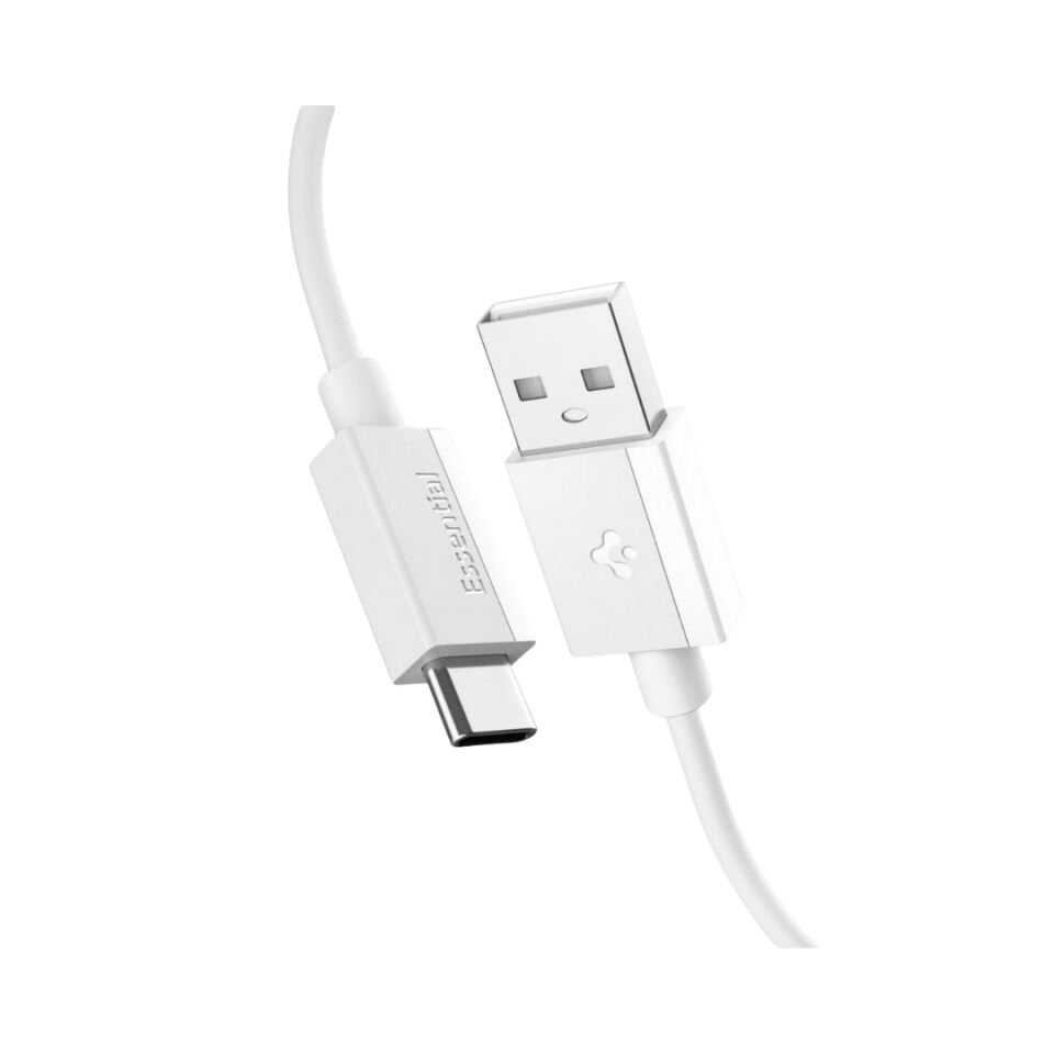 Spigen USB-A to USB-C 2 Metre Kablo 60W Güç / Hızlı Şarj / 480 Mbps Data Aktarım Hızı Type-C Ekstra Dayanıklı White