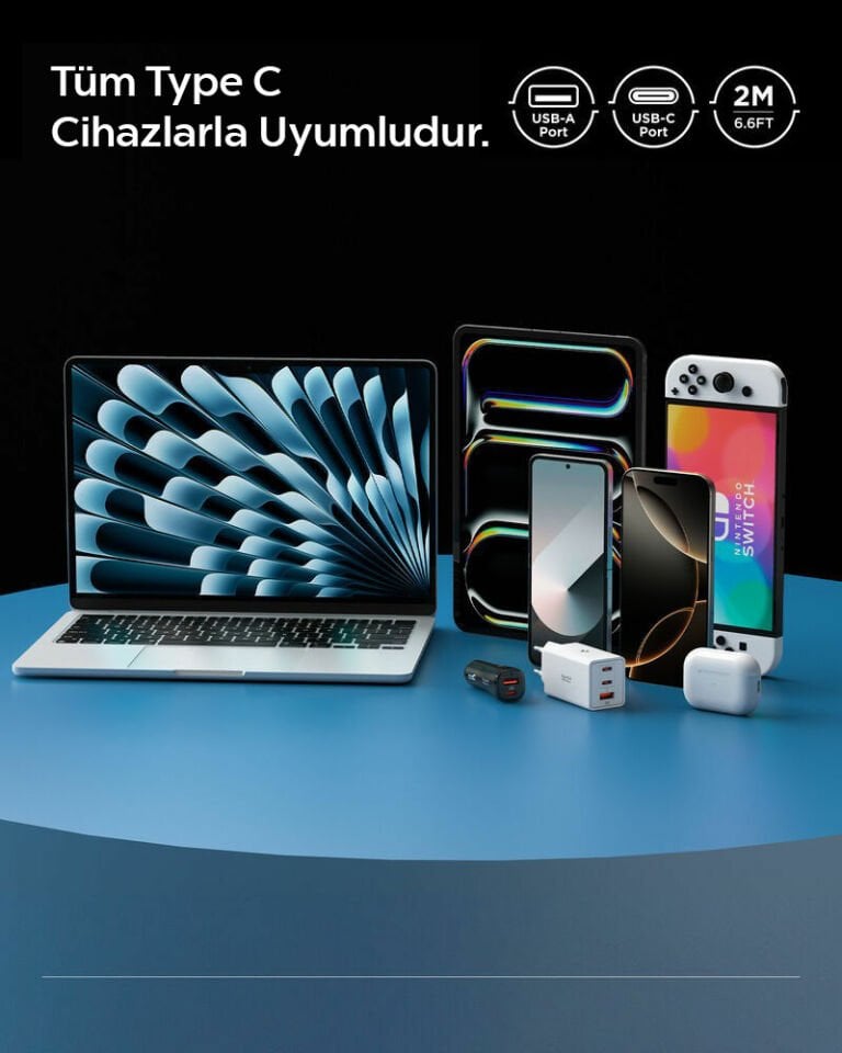 Spigen USB-A to USB-C 2 Metre Kablo 60W Güç / Hızlı Şarj / 480 Mbps Data Aktarım Hızı Type-C Ekstra Dayanıklı White