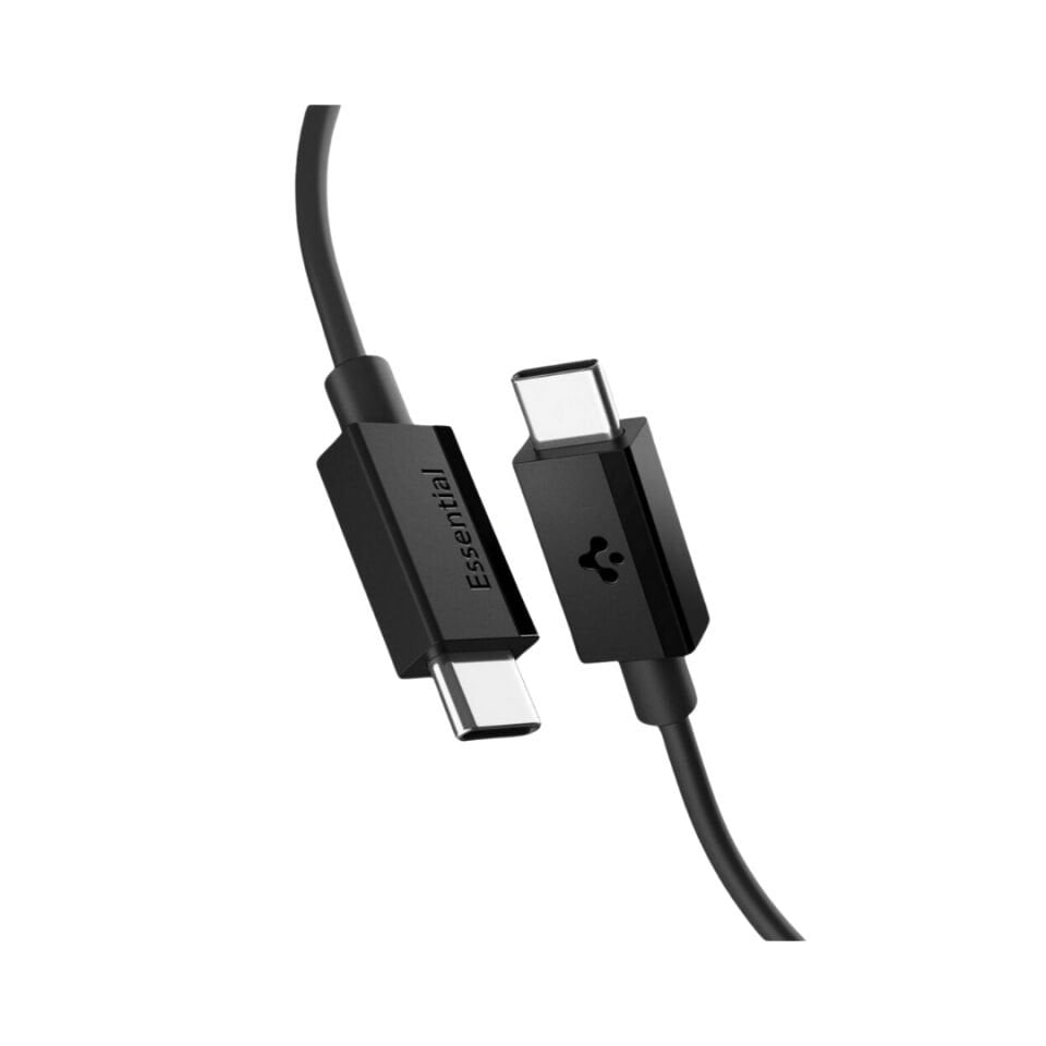 Spigen USB-C to USB-C 1 Metre Kablo 60W Güç / PPS 2.0 Super Hızlı Şarj / 480 Mbps Data Aktarım Hızı Type-C Ekstra Dayanıklı Black