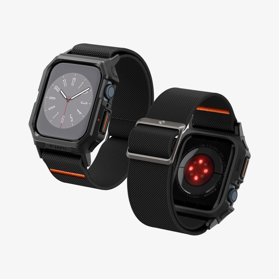 Spigen Apple Watch Seri 9/8/7 (45mm) ile Uyumlu Kılıf & Kordon Lite Fit Pro Matte Black
