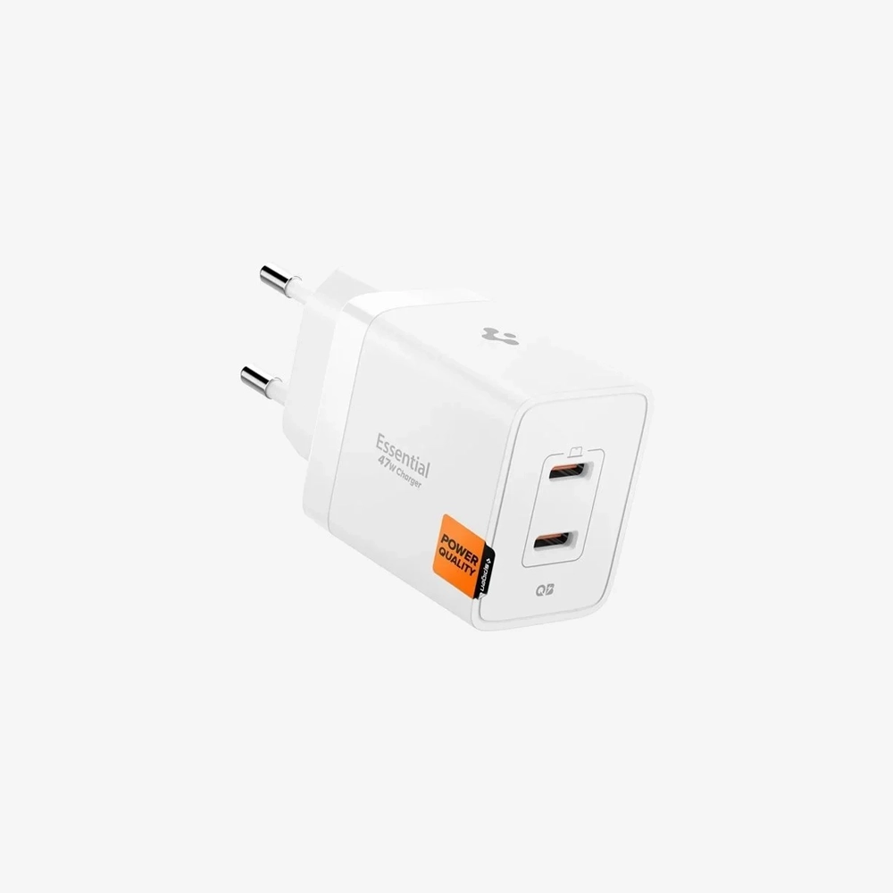 Spigen 47W USB-C 2 Port Mini Hızlı Şarj Aleti Samsung PPS 2.0 / Isı Düşürücü GaN Pro Akım Korumalı PD 3.0 / SCP / FCP Protokol Güç Adaptörü iPhone & Android & iPad & MacBook Type-C