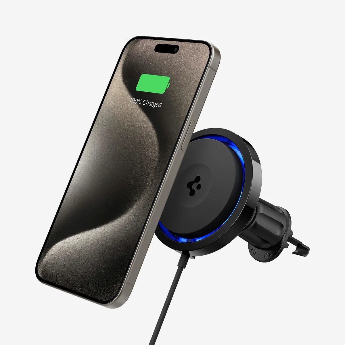 Spigen MagFit Air Vent Hook Araç içi Telefon Tutucu + Manyetik Kablosuz Şarj Cihazı iPhone için MagSafe Özellikli Cryomax OneTap Pro 3