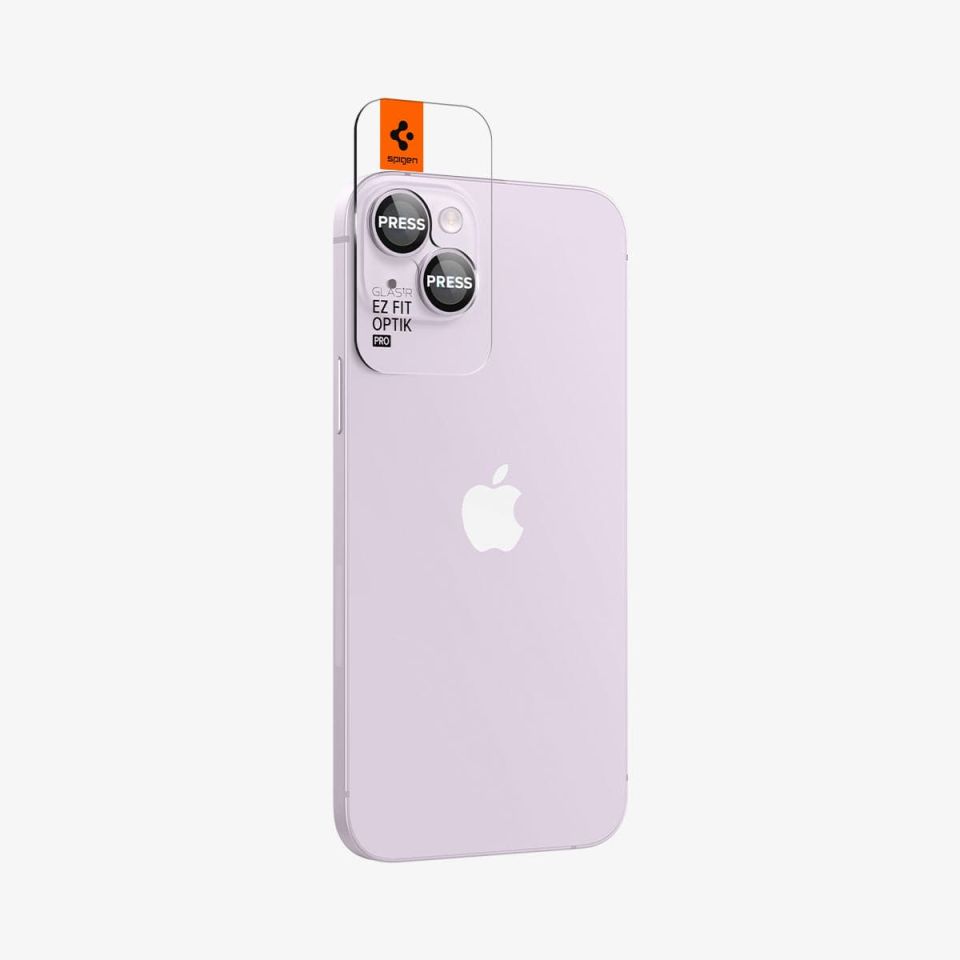 iPhone 14 Plus / iPhone 14 Kamera Lens Cam Ekran Koruyucu, Spigen Glas.tR EZ Fit Optik Pro (2 Adet) Purple