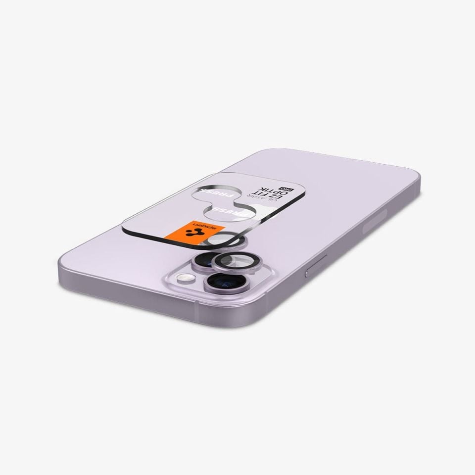 iPhone 14 Plus / iPhone 14 Kamera Lens Cam Ekran Koruyucu, Spigen Glas.tR EZ Fit Optik Pro (2 Adet) Purple