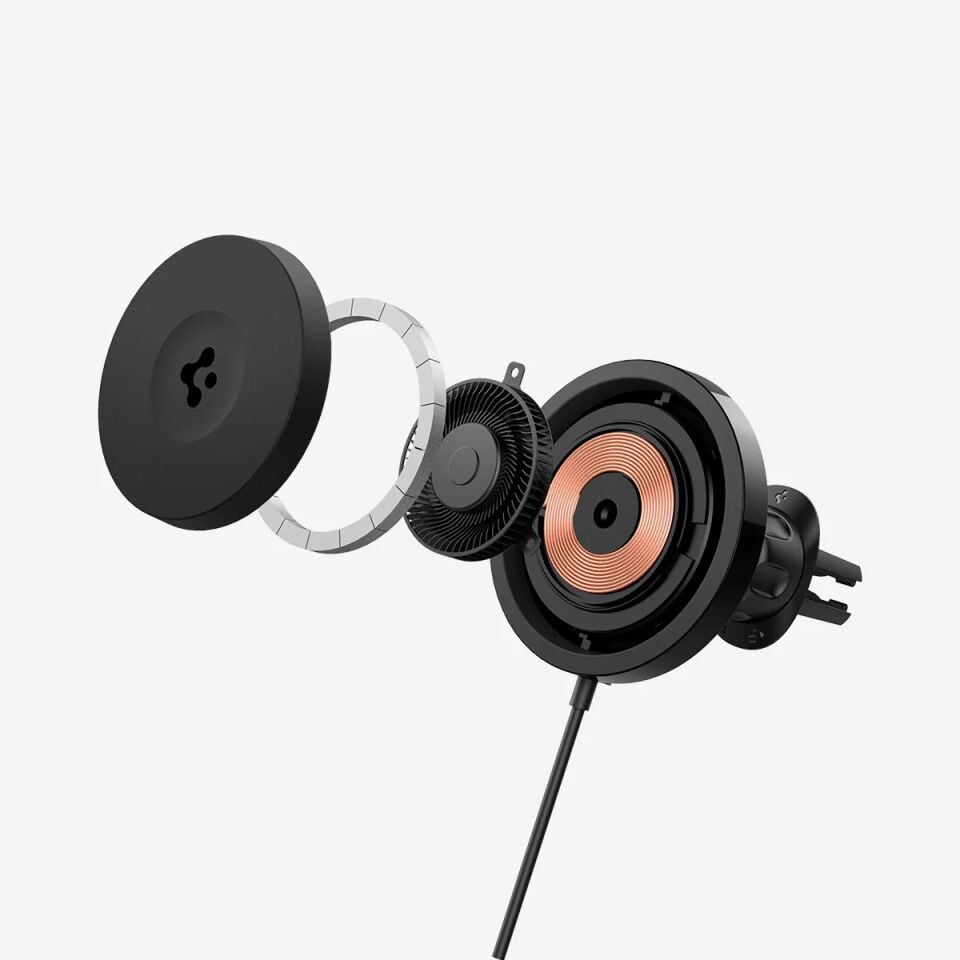 Spigen MagFit Air Vent Araç içi Telefon Tutucu + Manyetik Kablosuz Şarj Cihazı iPhone için MagSafe özellikli Cryomax OneTap Pro 3