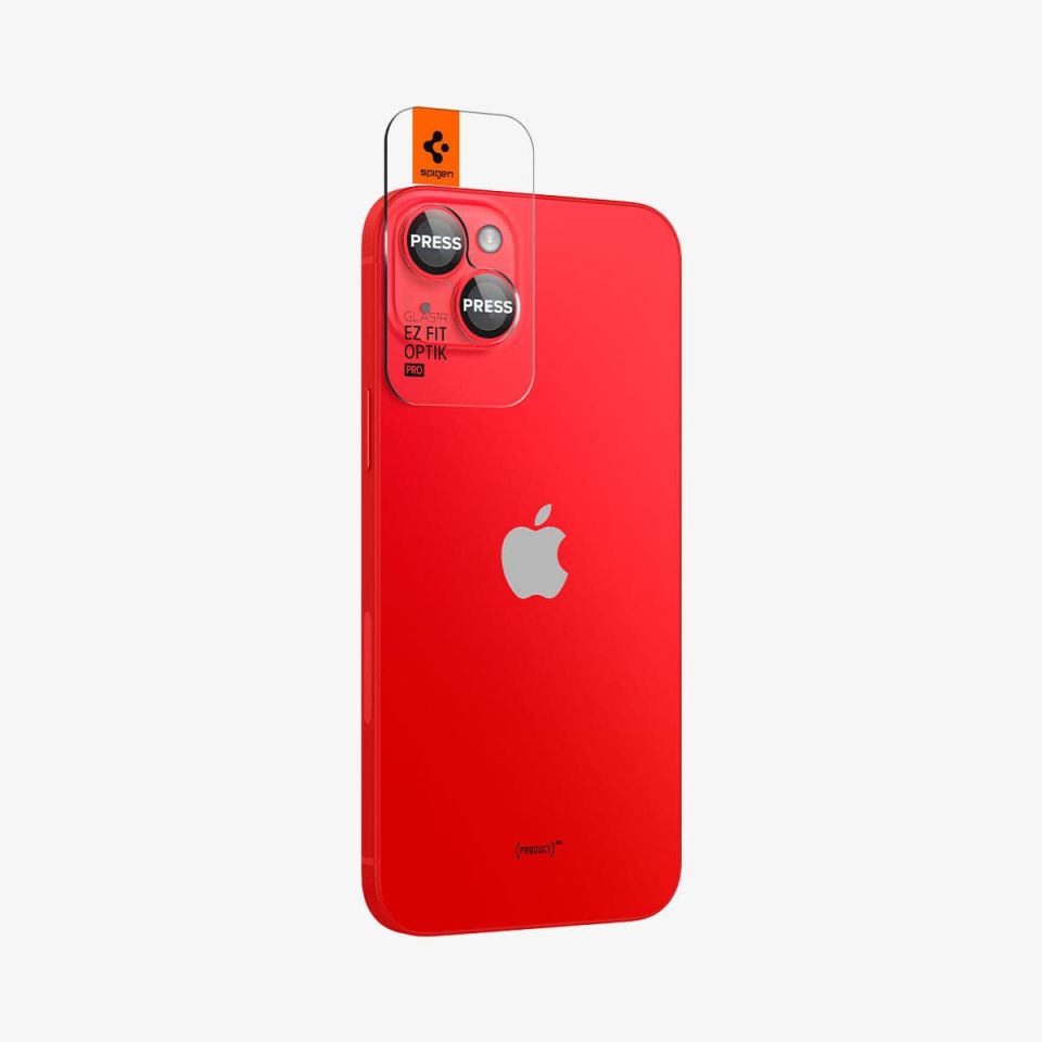 iPhone 14 Plus / iPhone 14 Kamera Lens Cam Ekran Koruyucu, Spigen Glas.tR EZ Fit Optik Pro (2 Adet) Red