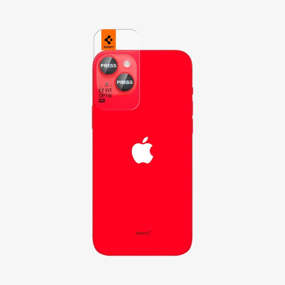 iPhone 14 Plus / iPhone 14 Kamera Lens Cam Ekran Koruyucu, Spigen Glas.tR EZ Fit Optik Pro (2 Adet) Red