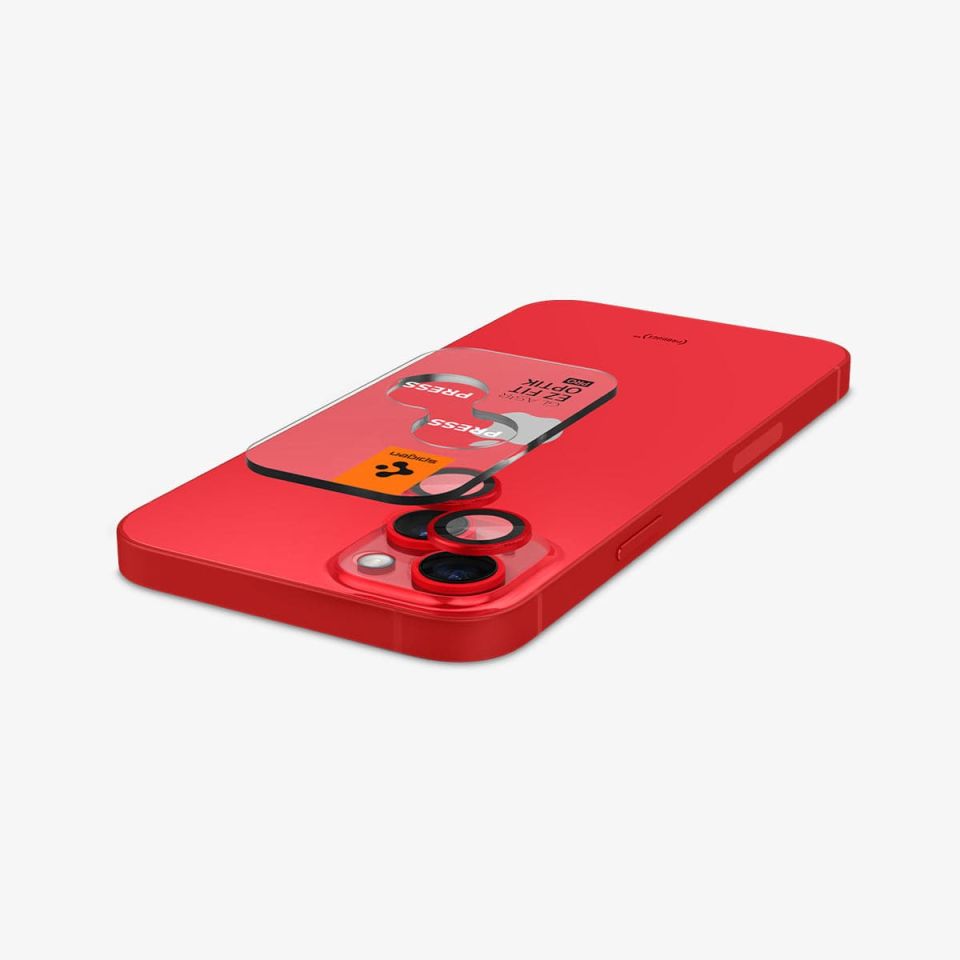 iPhone 14 Plus / iPhone 14 Kamera Lens Cam Ekran Koruyucu, Spigen Glas.tR EZ Fit Optik Pro (2 Adet) Red