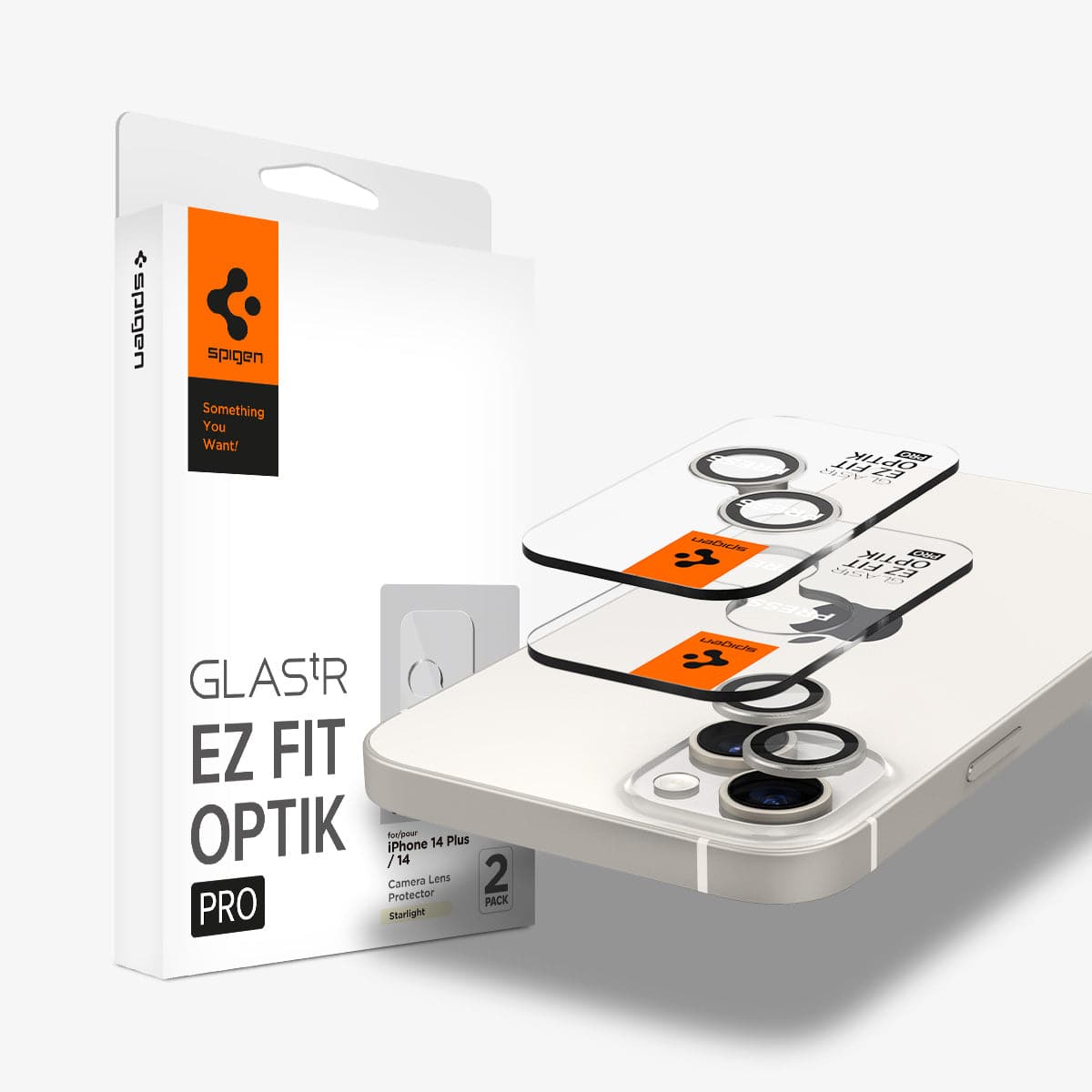iPhone 14 Plus / iPhone 14 Kamera Lens Cam Ekran Koruyucu, Spigen Glas.tR EZ Fit Optik Pro (2 Adet) Starlight