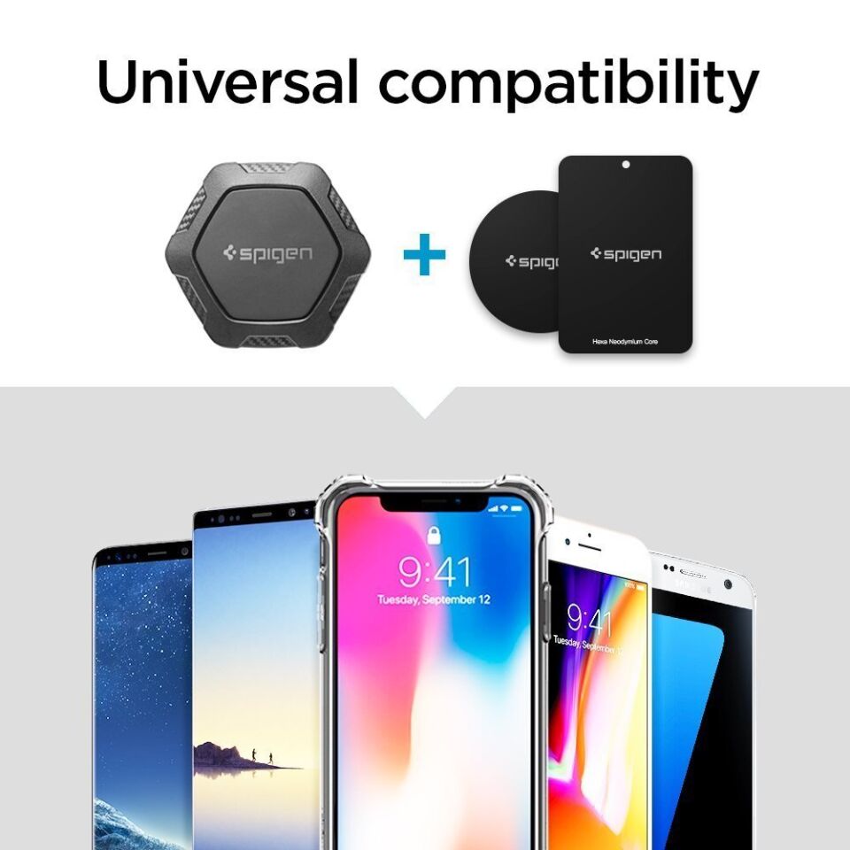 Spigen CD Slot Manyetik Araç içi Telefon Tutucu + 2 Adet Manyetik Plaka (Tüm Cihazlarla Uyumlu Araç Tutacağı) Kuel