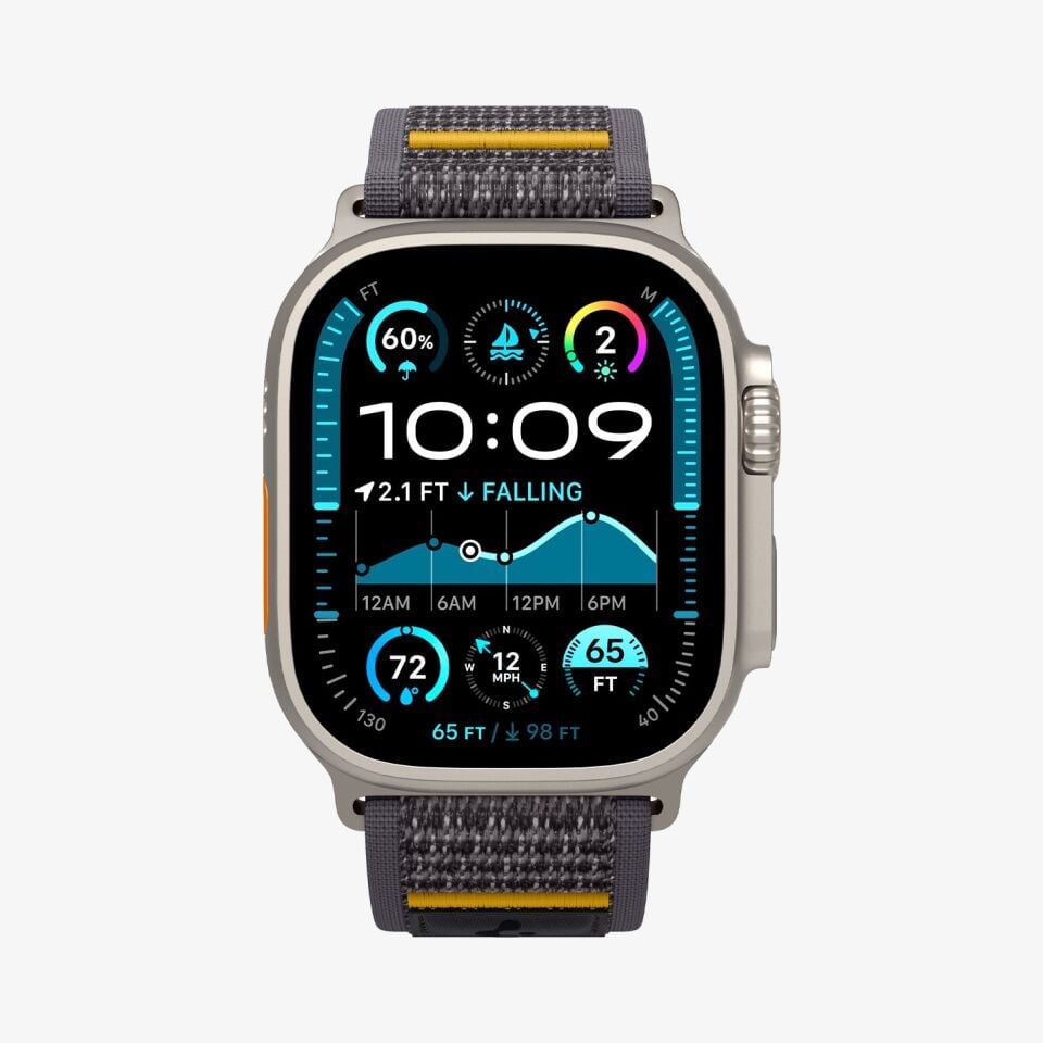 Spigen Apple Watch 49mm Ultra Seri 3/2/1 - 46mm Seri 11/10 - 45mm Seri 9/8/7 - 44mm Seri SE3/SE2/SE/6/5/4 ile uyumlu Kordon Kayış Band Athlex Air