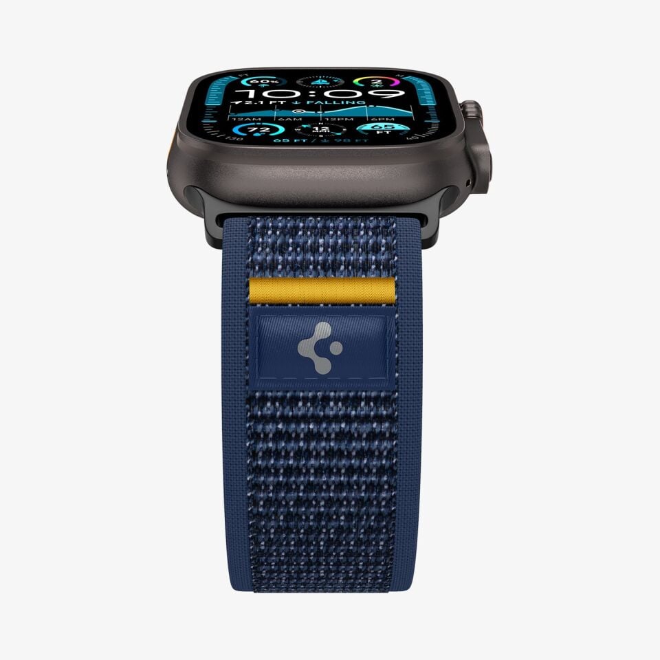Spigen Apple Watch 49mm Ultra Seri 3/2/1 - 46mm Seri 11/10 - 45mm Seri 9/8/7 - 44mm Seri SE3/SE2/SE/6/5/4 ile uyumlu Kordon Kayış Band Athlex Air Active Navy