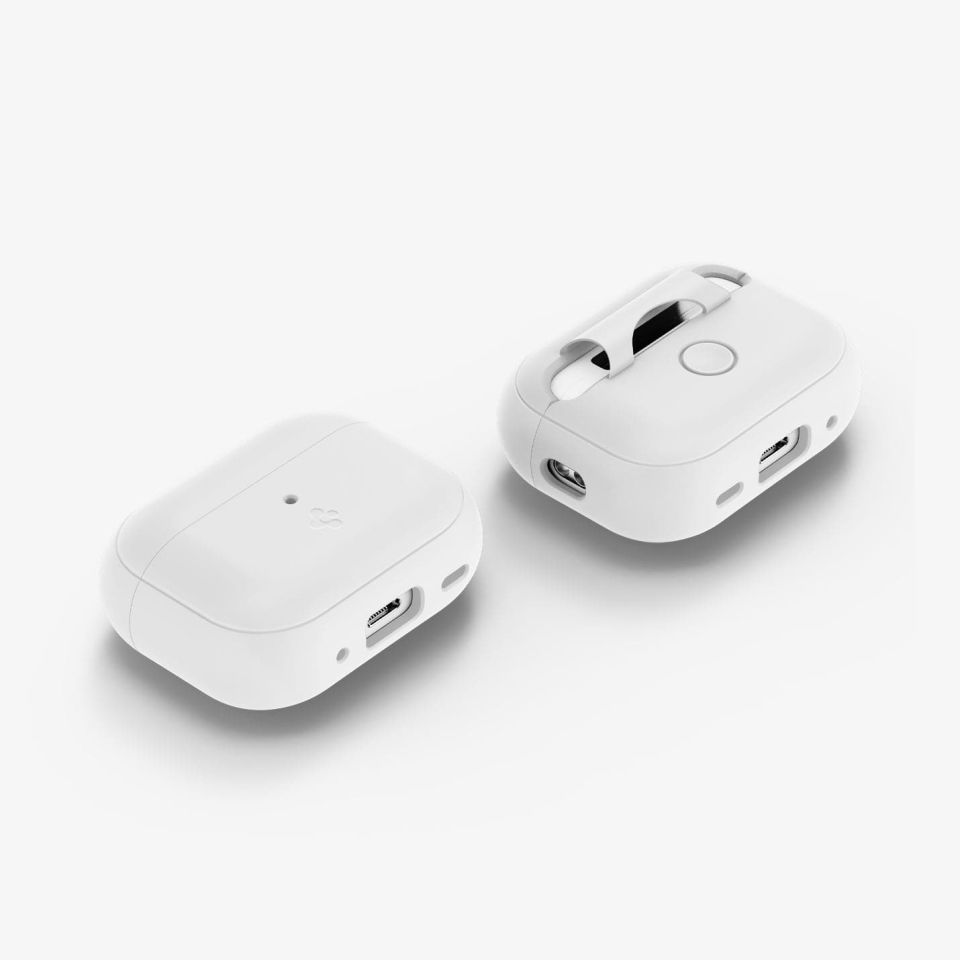 AirPods Pro (2.Nesil) Kılıf, Spigen Silicone Fit + Strap (Askı İpi) White