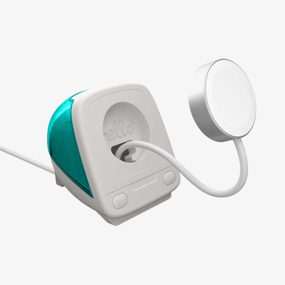 Spigen Apple Watch ile uyumlu Saat Standı Classic C1 Dayanıklı Silikon Malzeme Bondi Blue iMac Tasarım Stand