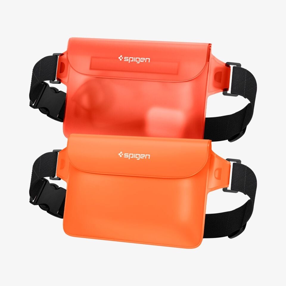 Spigen Aqua Shield WaterProof iPX8 Sertifikalı Su Geçirmez Bel Çantası (2 Adet) A620 Sunset Orange