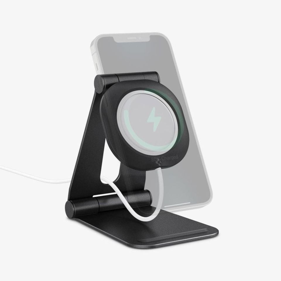 Spigen MagFit Şarj Ünitesi MagSafe ile Uyumlu Stand Black