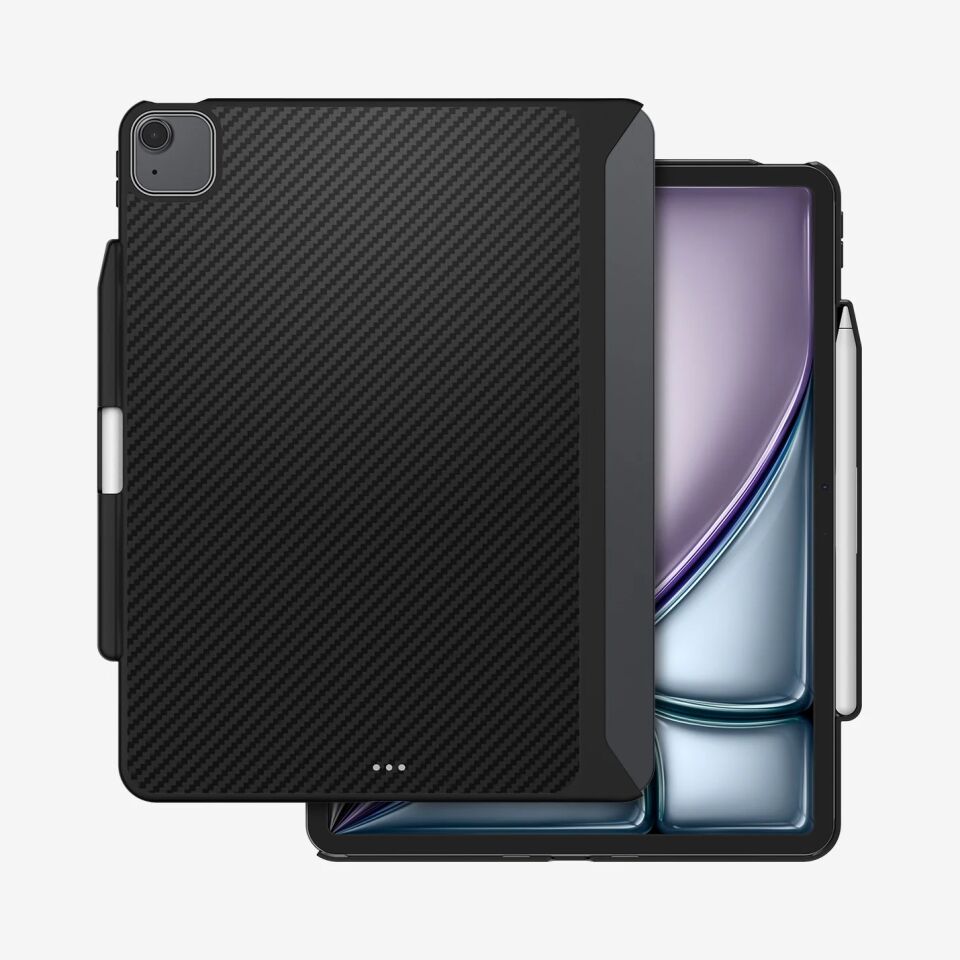 Spigen iPad Air 13'' M4 (2026)/M3 (2025)/M2 (2024) ile Uyumlu Kılıf Enzo Aramid OneTap Metal Ring MagFit Black