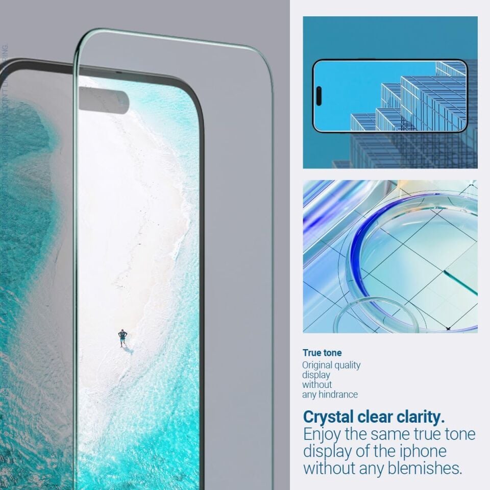 Spigen Caseology iPhone 16 Plus Cam Ekran Koruyucu Kolay Kurulum Snap Fit (2 Adet)