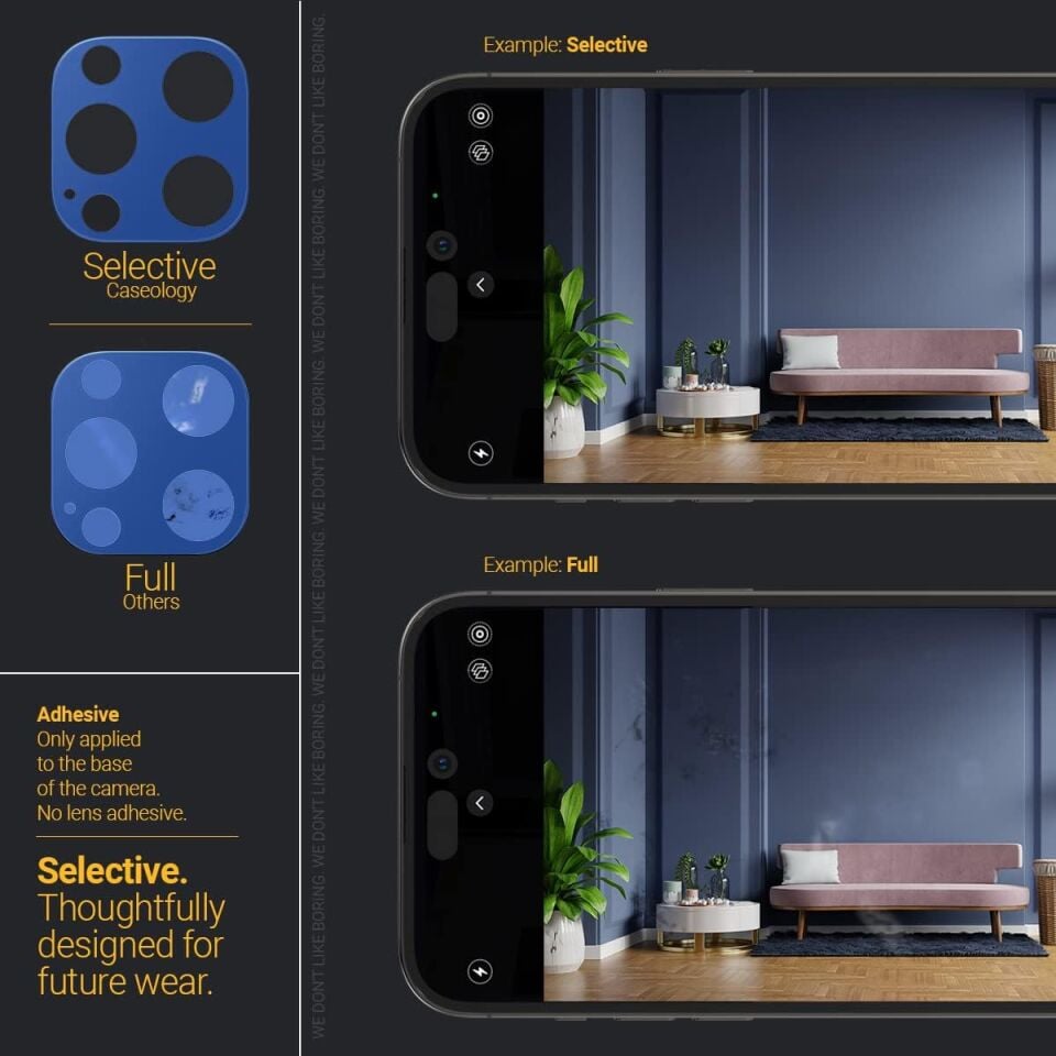Spigen Caseology iPhone 14 Pro Max / 14 Pro Kamera Lens Camı Koruyucu Crystal Clear (2 Adet) Black