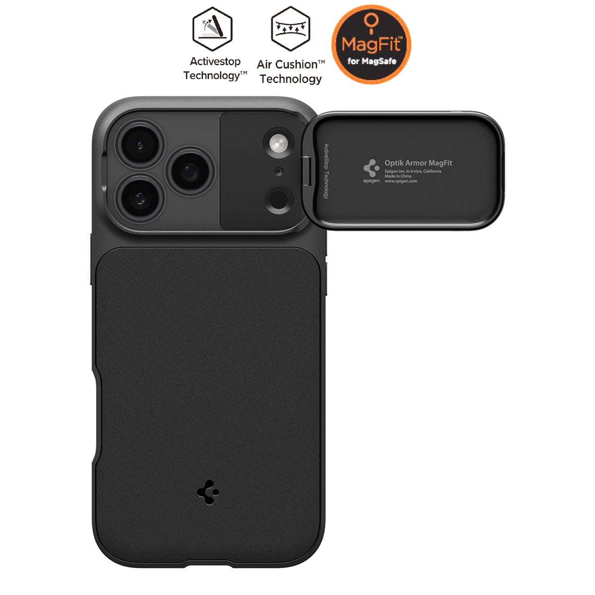 Spigen iPhone 17 Pro Kamera Korumalı MagSafe Kılıf Optik Armor Hava Kanalı Teknolojisi™ Askeri Sınıf Koruma MagFit Dokulu Yüzey Kapak