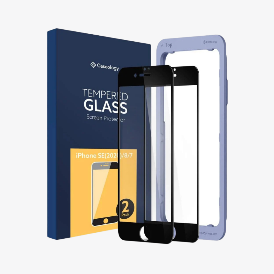 Spigen Caseology iPhone SE (2022 / 2020) / 8 / 7 Cam Ekran Koruyucu Kolay Kurulum Snap Fit (2 Adet)