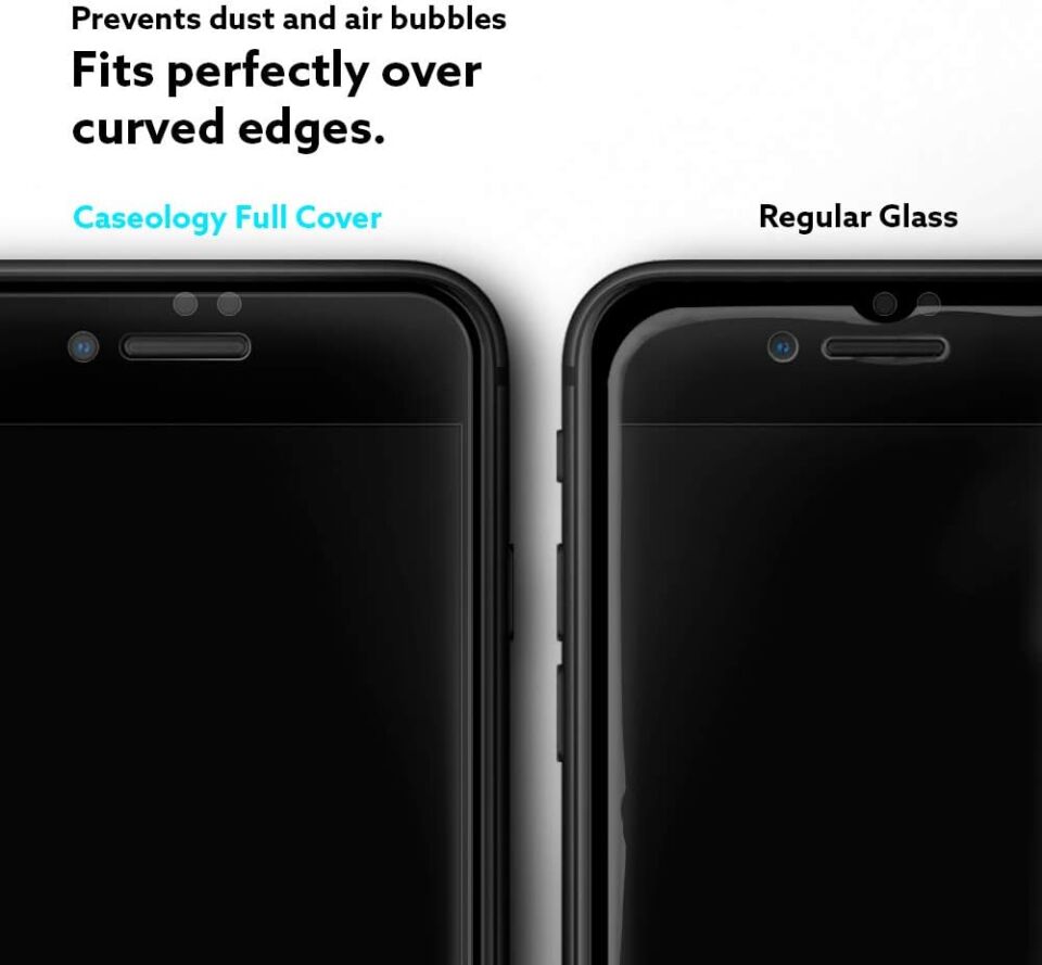 Spigen Caseology iPhone SE (2022 / 2020) / 8 / 7 Cam Ekran Koruyucu Kolay Kurulum Snap Fit (2 Adet)