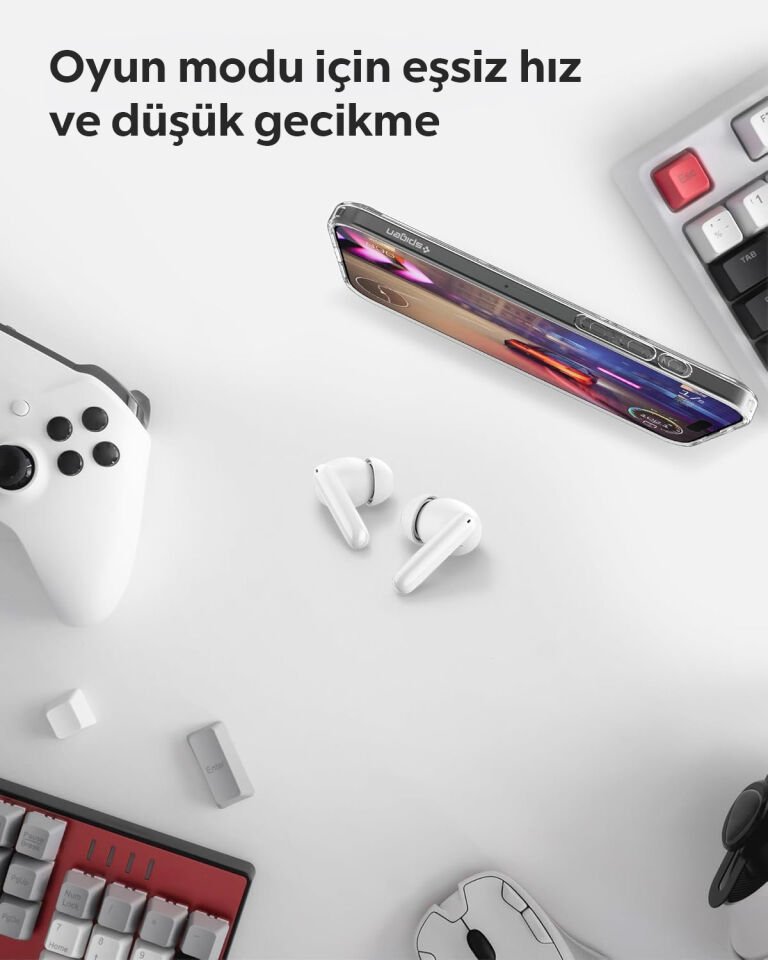 Spigen Audio TWS S10 Bluetooth Kablosuz Kulaklık - ANC Aktif Gürültü Engelleme + ENC 6 Mikrofon - 10mm Sürücü - 30 Saat Pil - iOS & Android EQ App Şeffaf & Gaming Mod iPX4